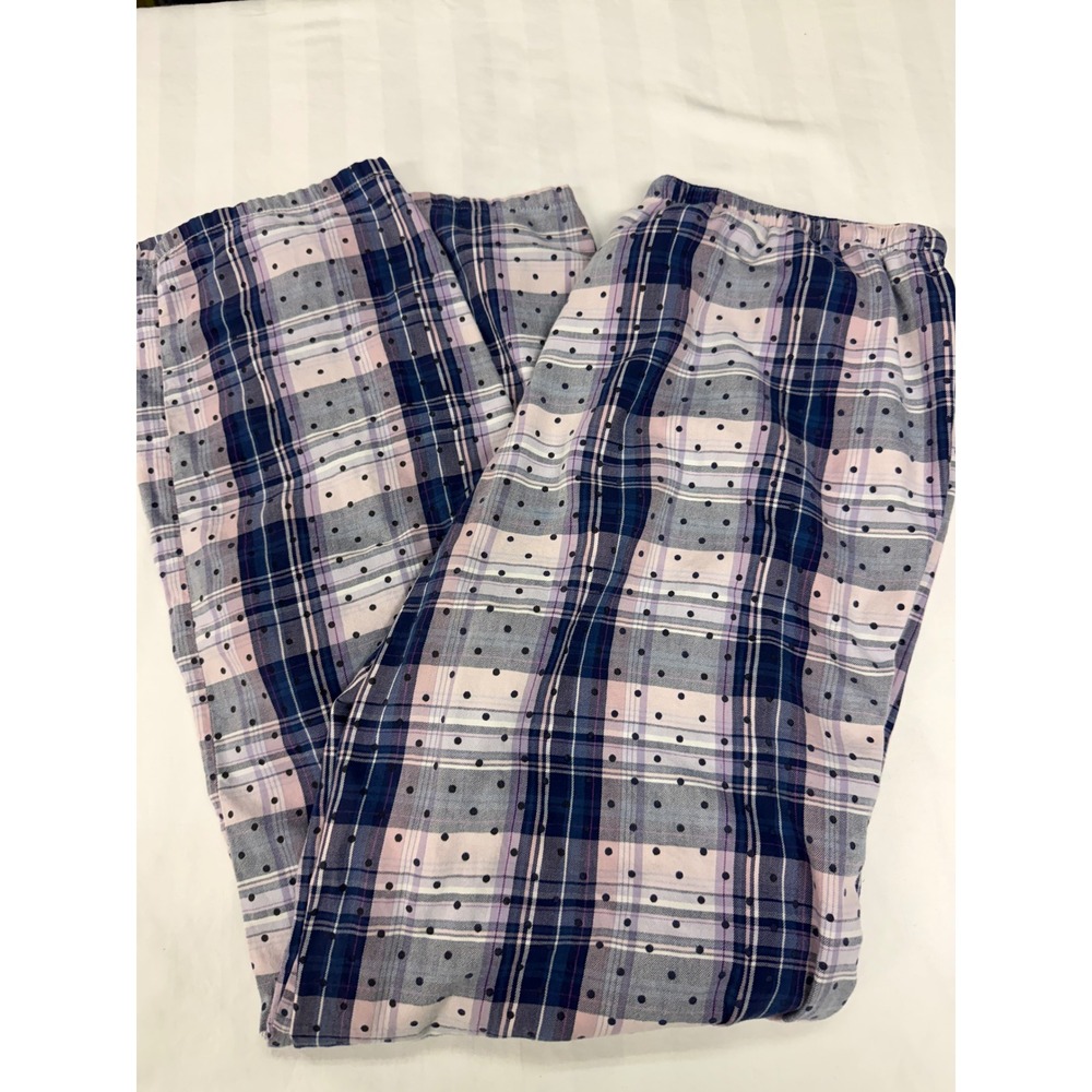 Victorias Secret Plaid Polka Dot Pajama Pants Blue Lavender Medium